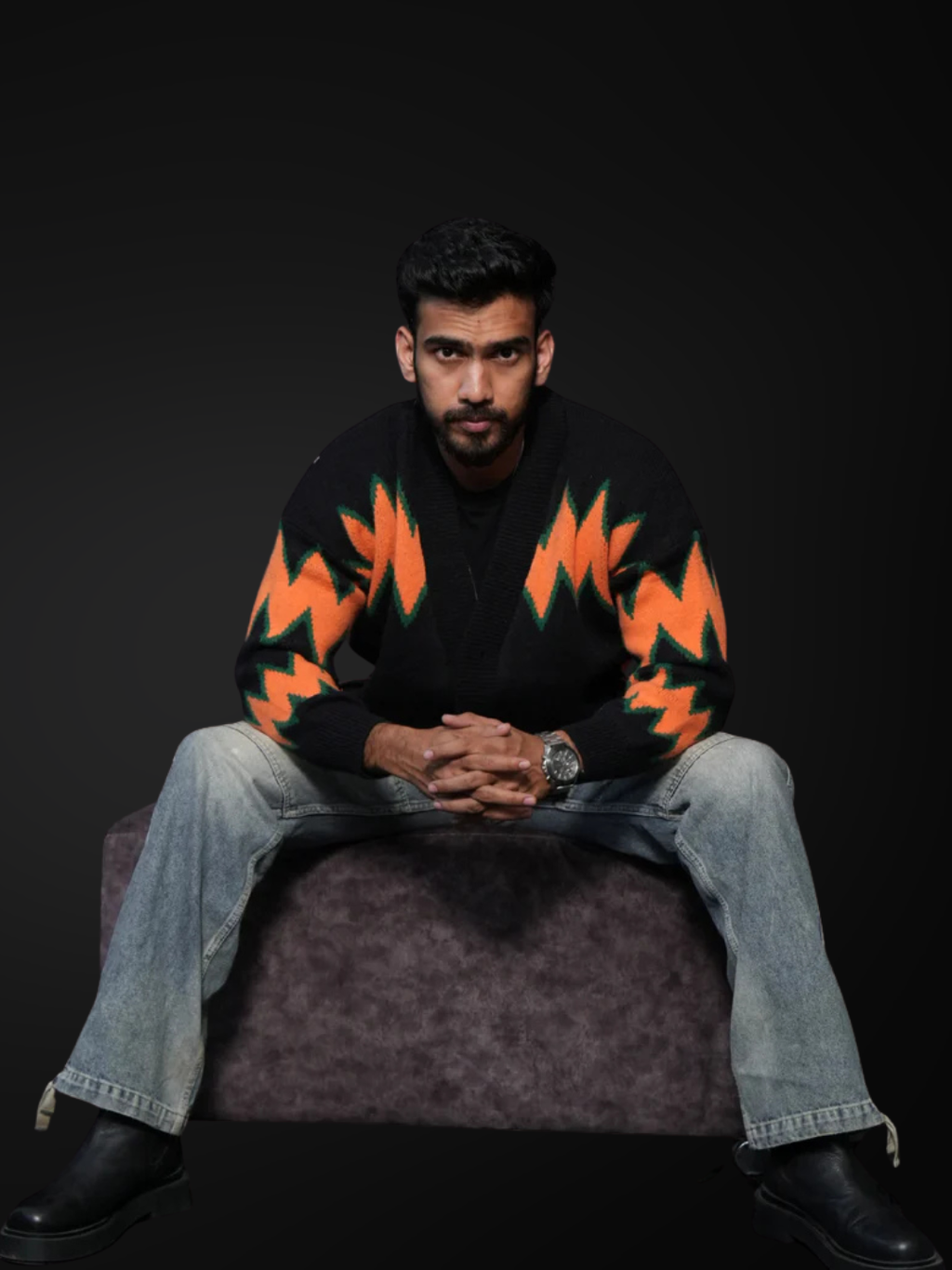 Zig-Zag Knit Cardigan