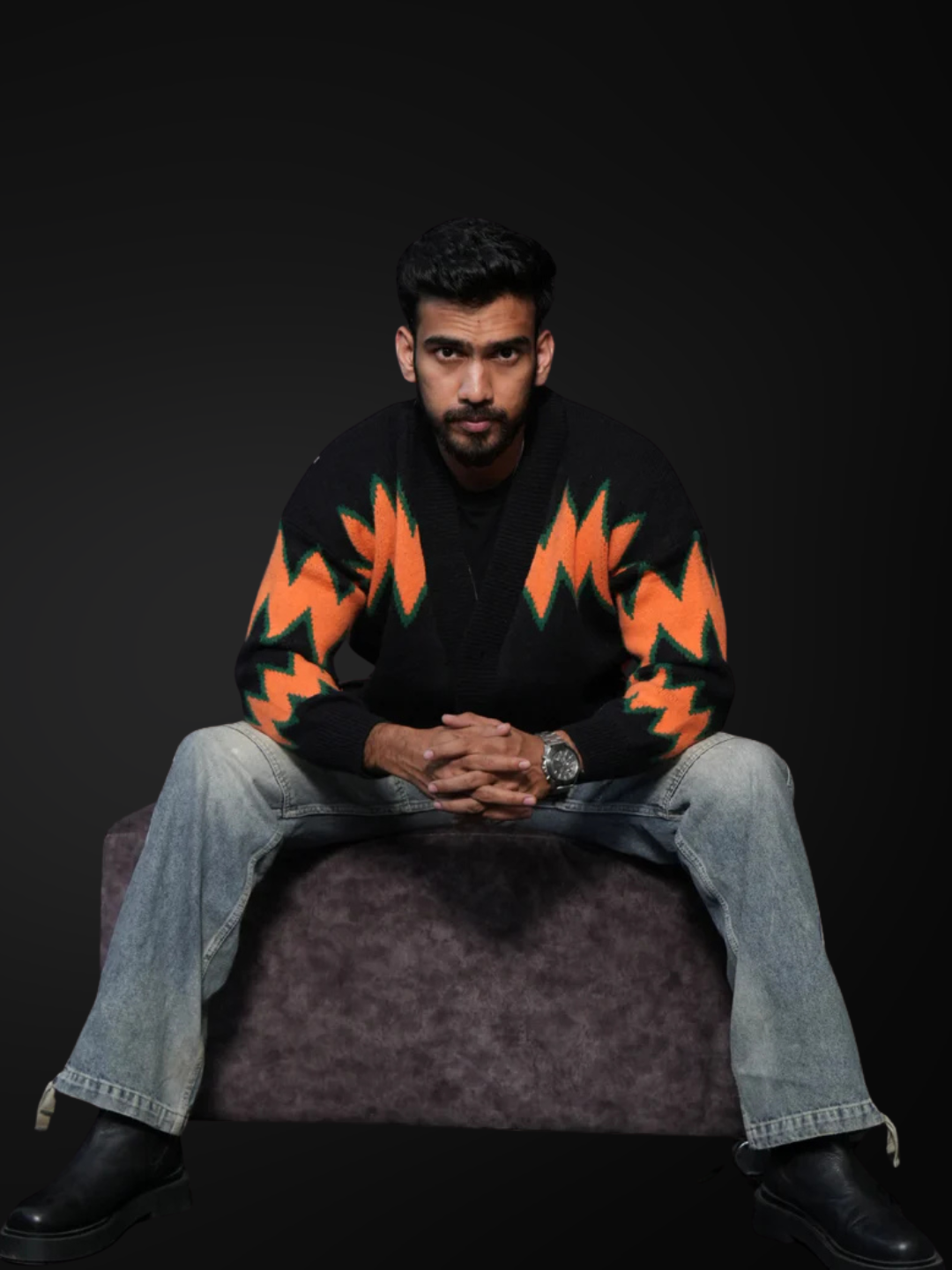 Zig-Zag Knit Cardigan