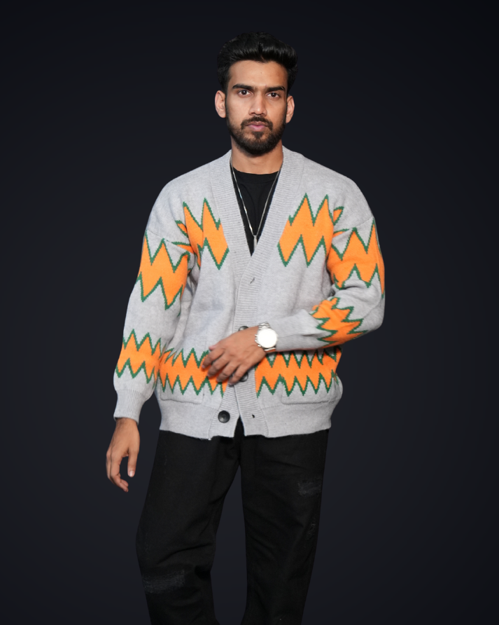 Zig-Wave Knit Cardigan